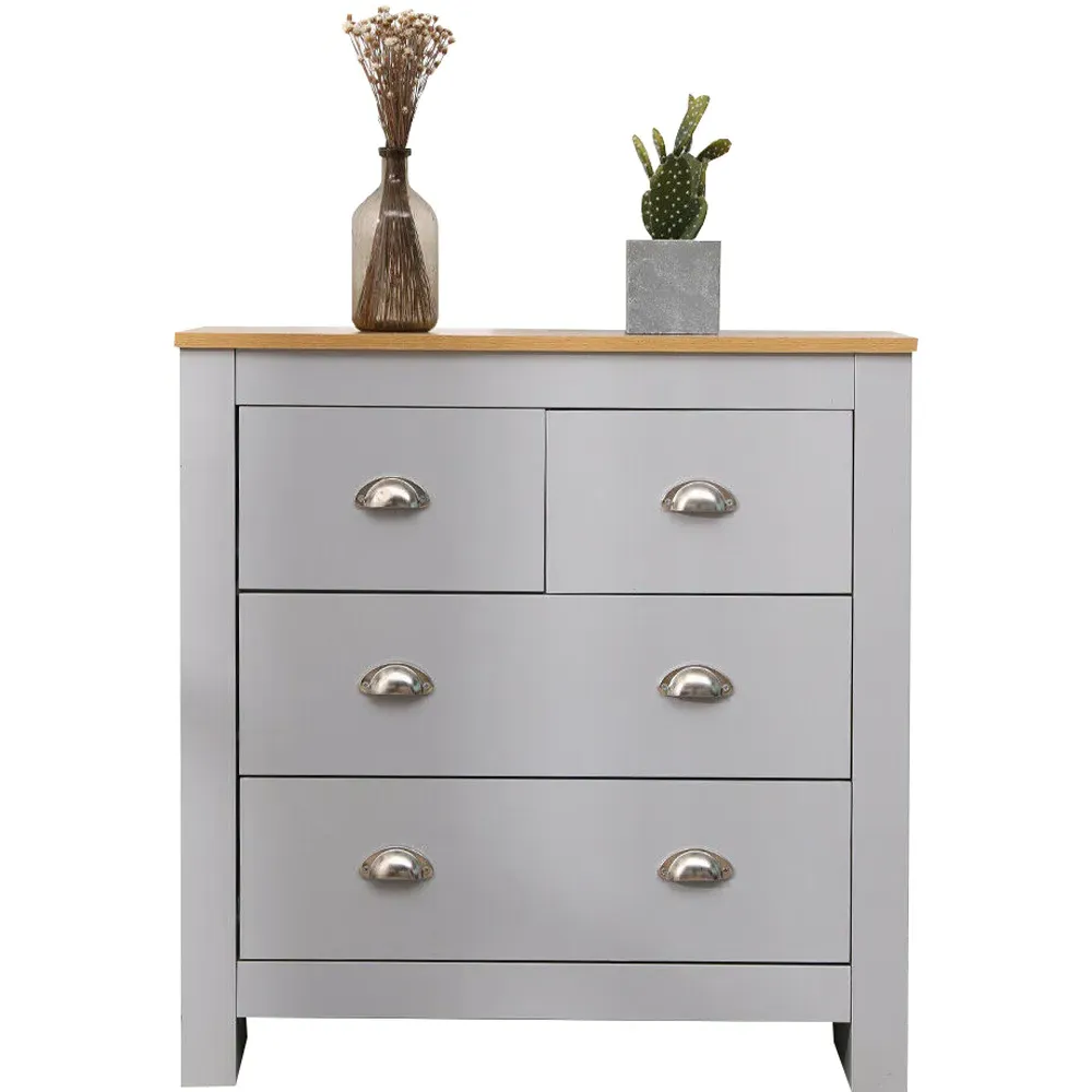 4 Drawer Chest of Drawers - Grey, Oak Effect