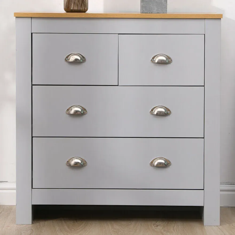 4 Drawer Chest of Drawers - Grey, Oak Effect image