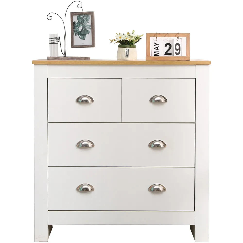 4 Drawer Chest of Drawers - White, Oak Effect