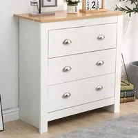 4 Drawer Chest of Drawers - White, Oak Effect