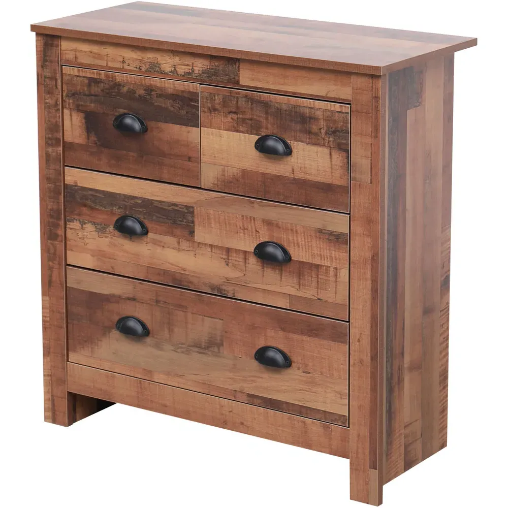4 Drawer Industrial Chest of Drawers - Brown, Chipboard