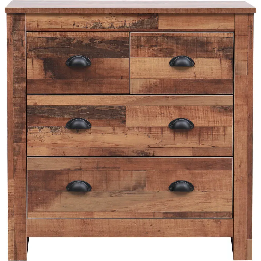 4 Drawer Industrial Chest of Drawers - Brown, Chipboard