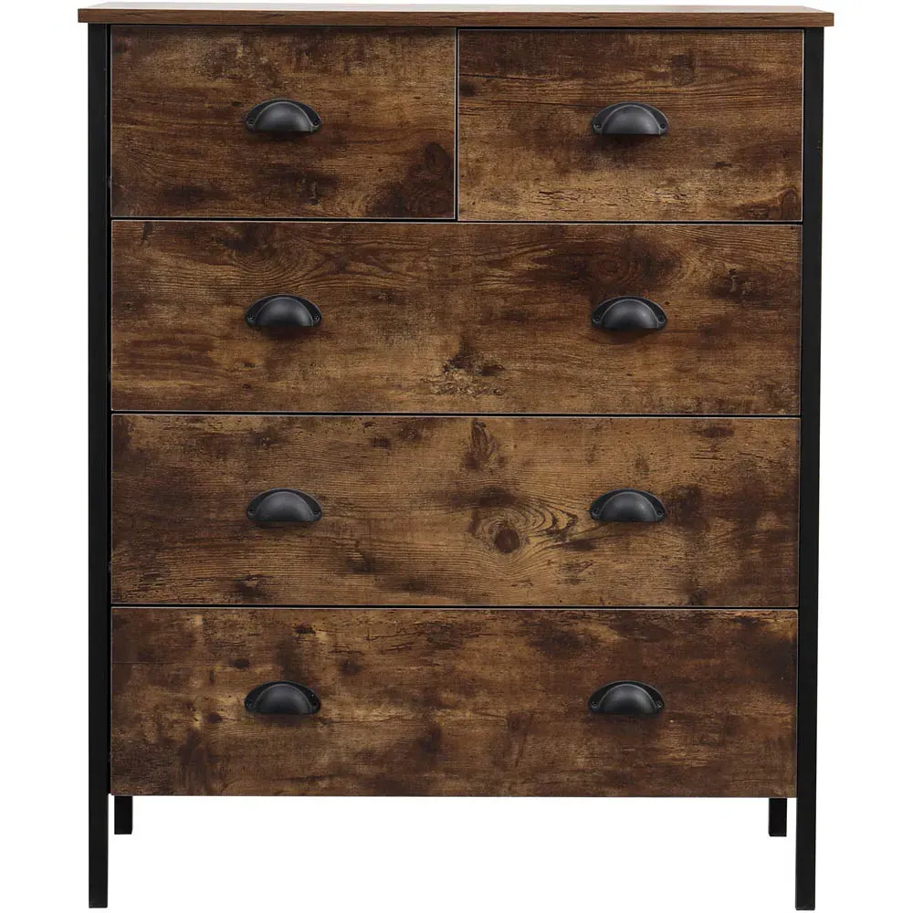 5 Drawer Chest of Drawers - Black, Chipboard