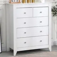5 Drawer Chest of Drawers - White, Chipboard