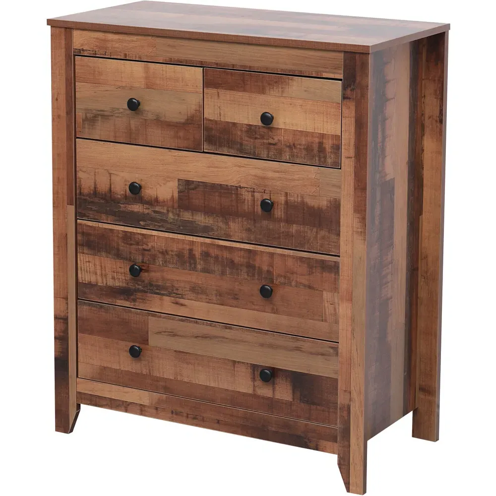 5 Drawer Industrial Chest of Drawers - Brown, Chipboard