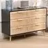 6 Drawer Chest of Drawers with Rattan Front - Black, Chipboard