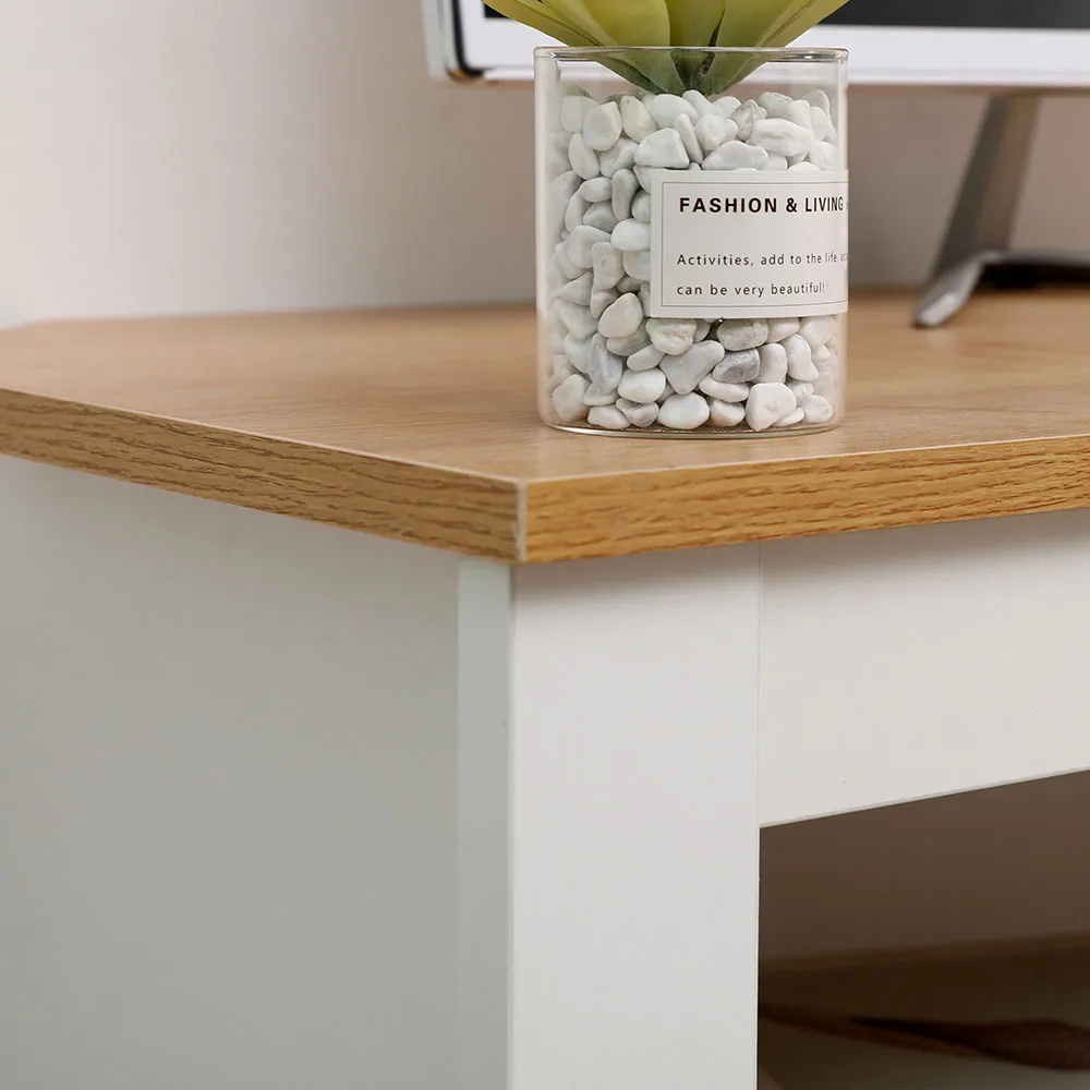 Corner TV Unit with 2 Drawers - White, Oak