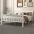 Double Bed Frame with Headboard - White, Pine Wood
