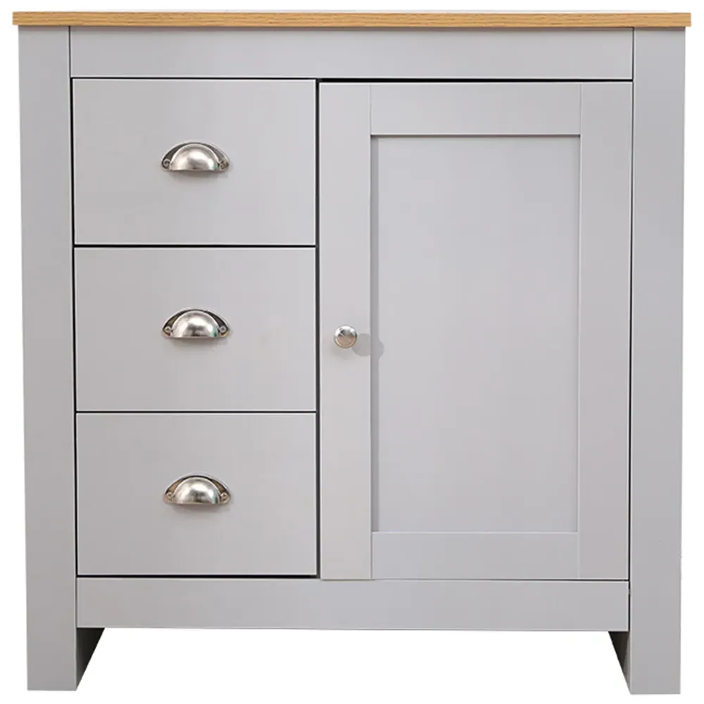 Single Door 3 Drawer Cupboard - Grey, Oak