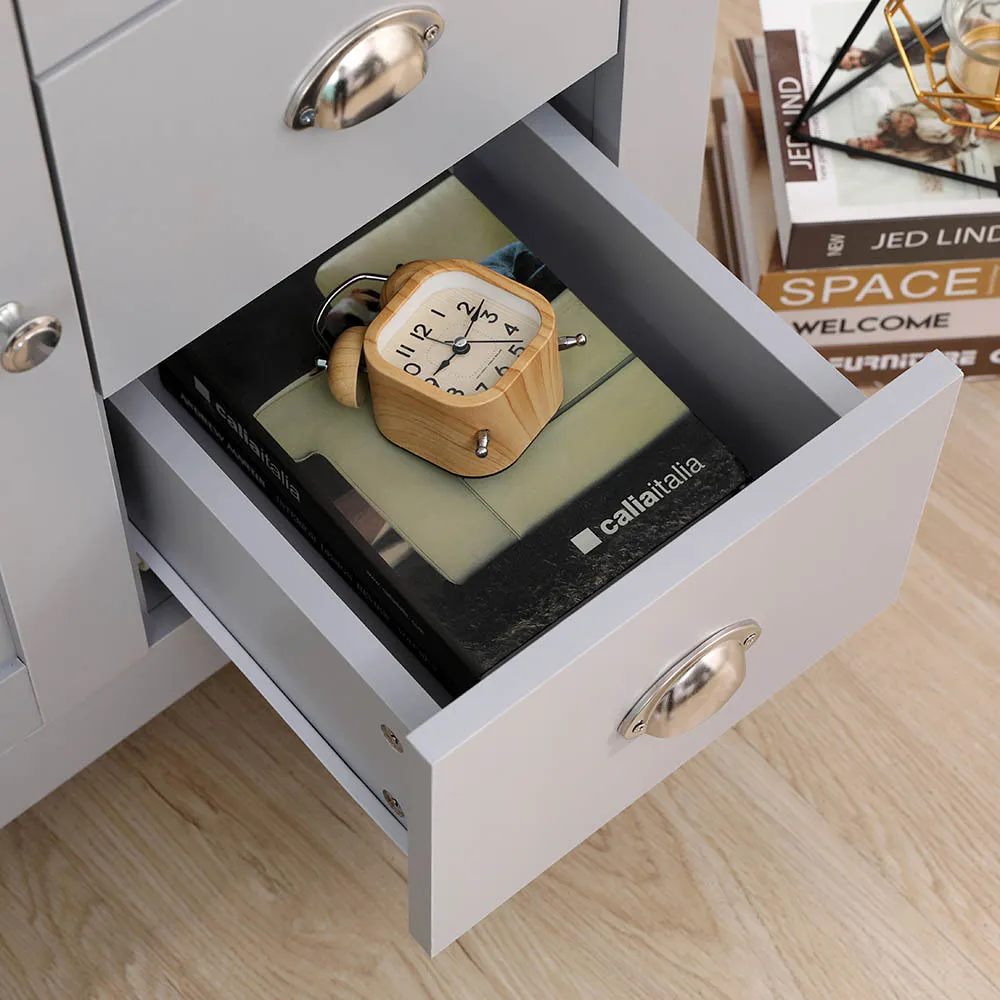 Single Door 3 Drawer Cupboard - Grey, Oak