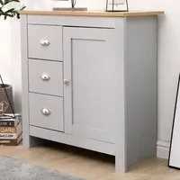 Single Door 3 Drawer Cupboard - Grey, Oak