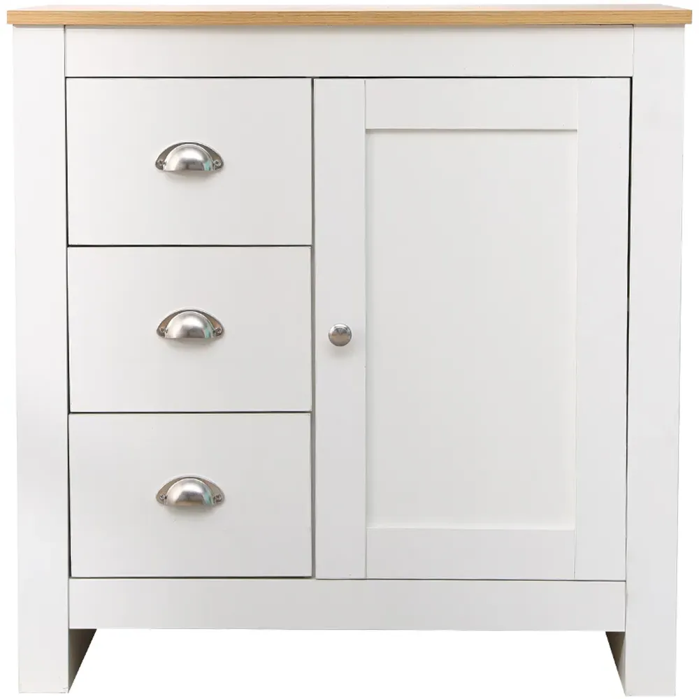 Single Door 3 Drawer Cupboard - White, Oak