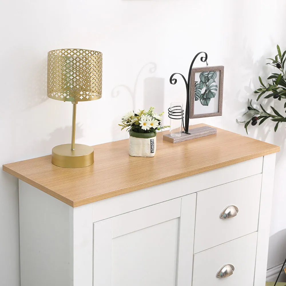 Single Door 3 Drawer Cupboard - White, Oak