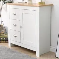Single Door 3 Drawer Cupboard - White, Oak