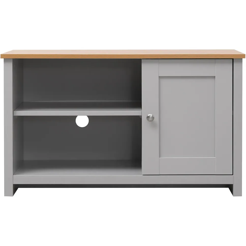 Single Door TV Unit with Storage - Grey, Oak