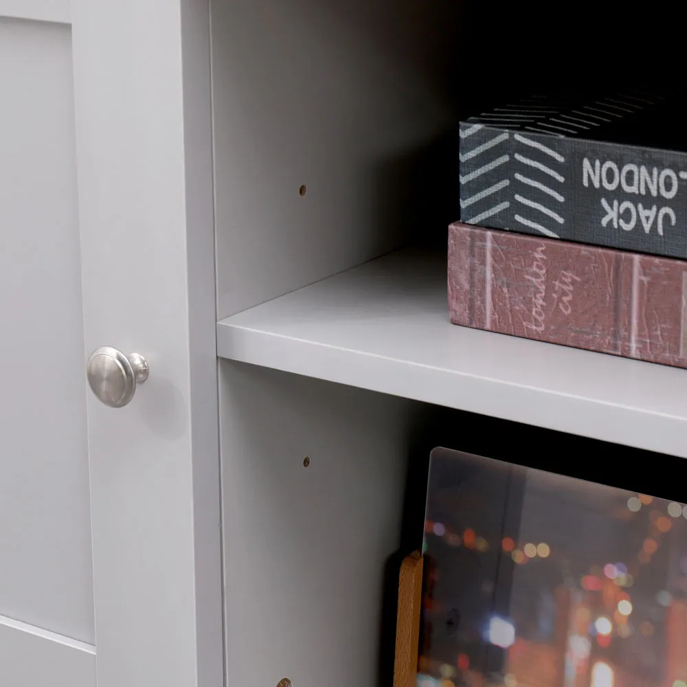 Single Door TV Unit with Storage - Grey, Oak