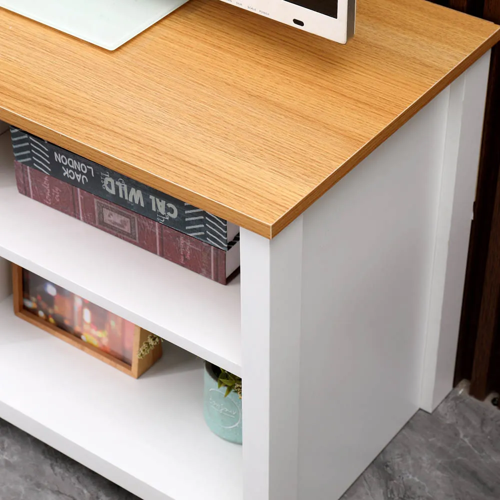 Single Door TV Unit with Storage - White, Oak