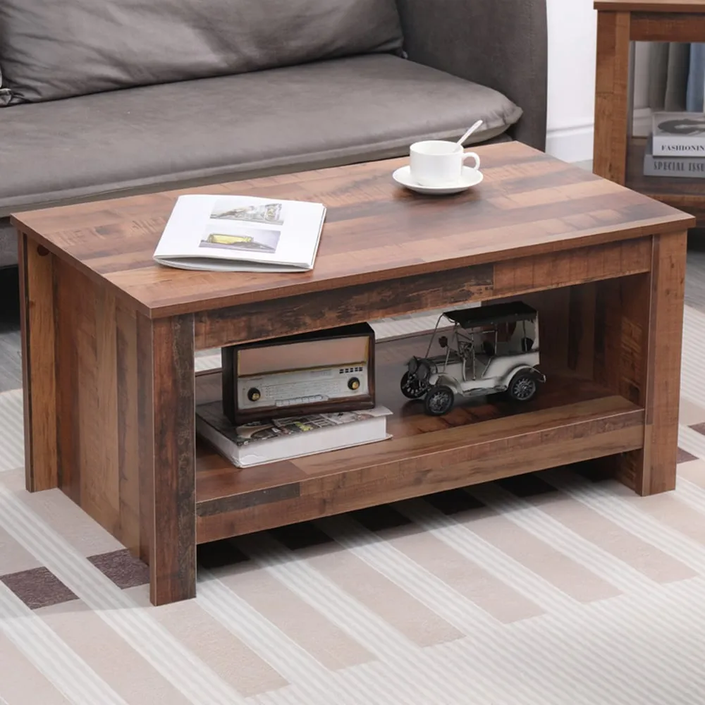 Single Shelf Coffee Table with Storage - Brown, Chipboard image
