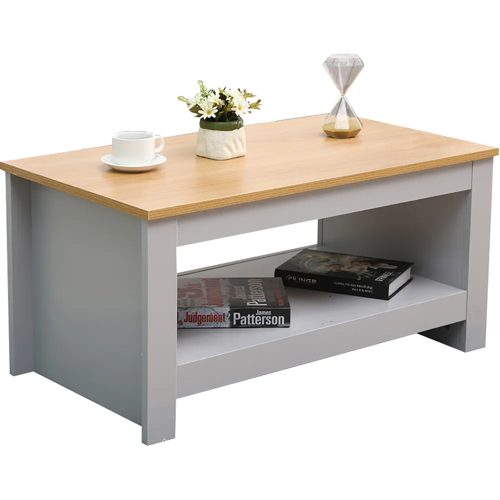 Single Shelf Coffee Table with Storage - Grey, Oak