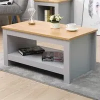 Single Shelf Coffee Table with Storage - Grey, Oak