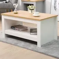 Single Shelf Coffee Table with Storage - White, Oak