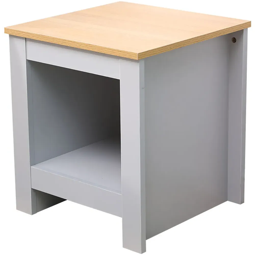 Single Shelf Side Table with Storage - Grey, Oak Effect