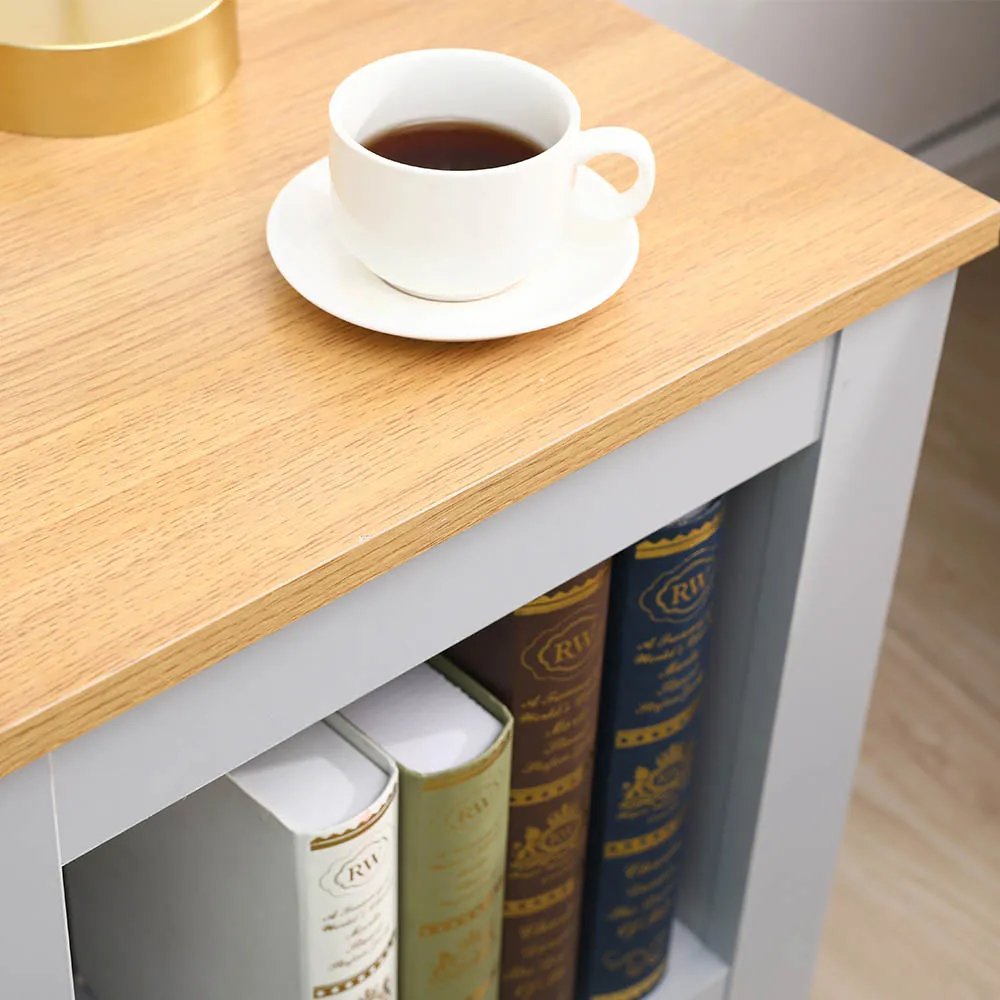 Single Shelf Side Table with Storage - Grey, Oak Effect