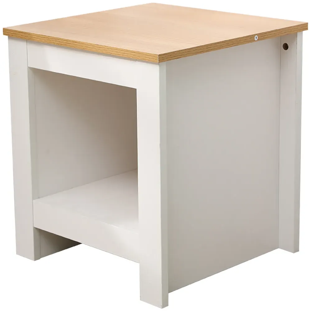 Single Shelf Side Table with Storage - White, Oak Effect