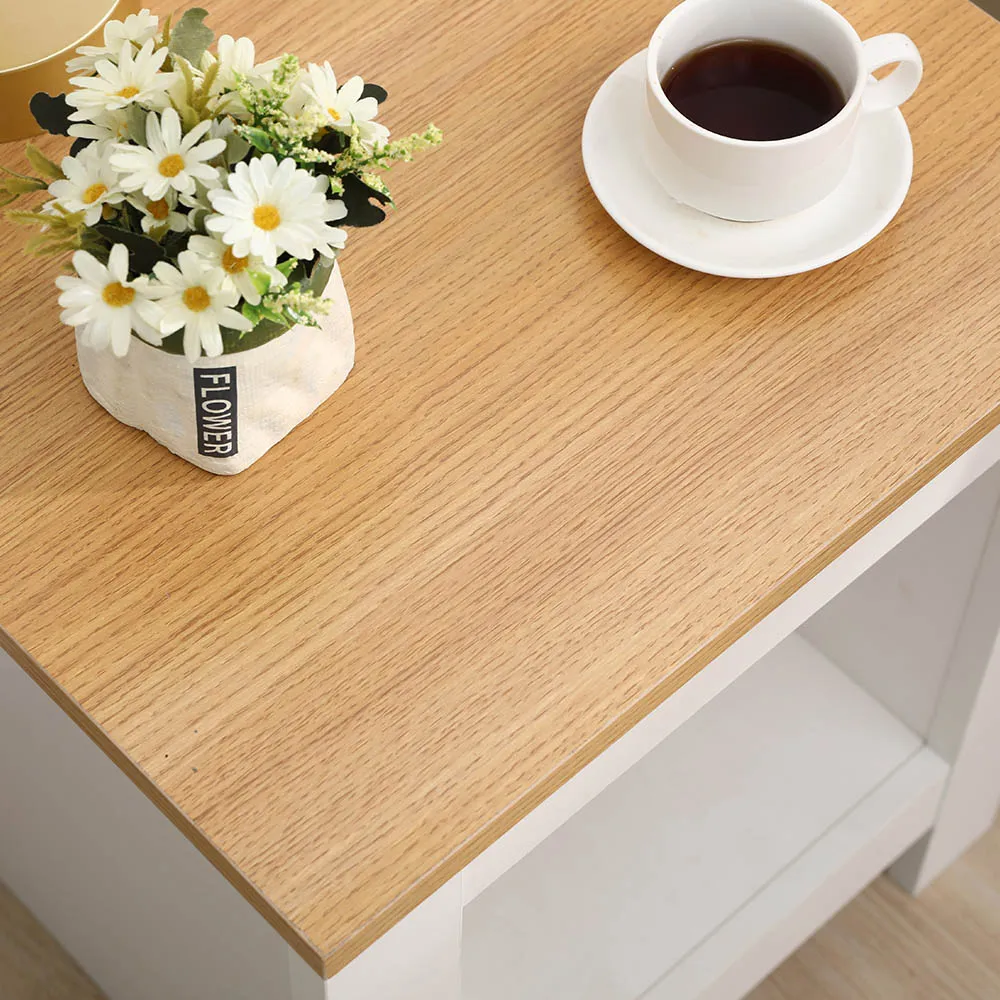 Single Shelf Side Table with Storage - White, Oak Effect