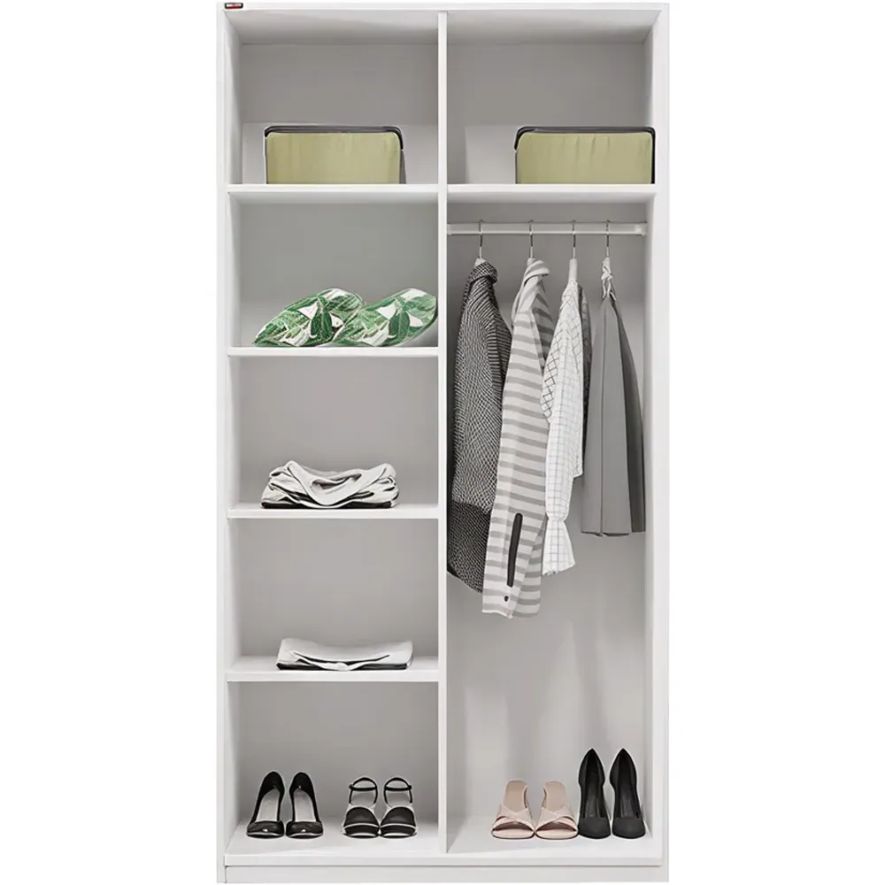 2 Door Sliding Wardrobe with Shelving - White