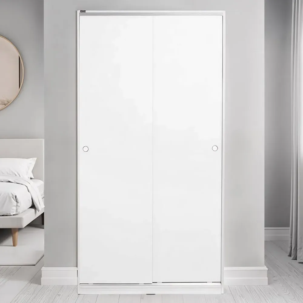 2 Door Sliding Wardrobe with Shelving - White image