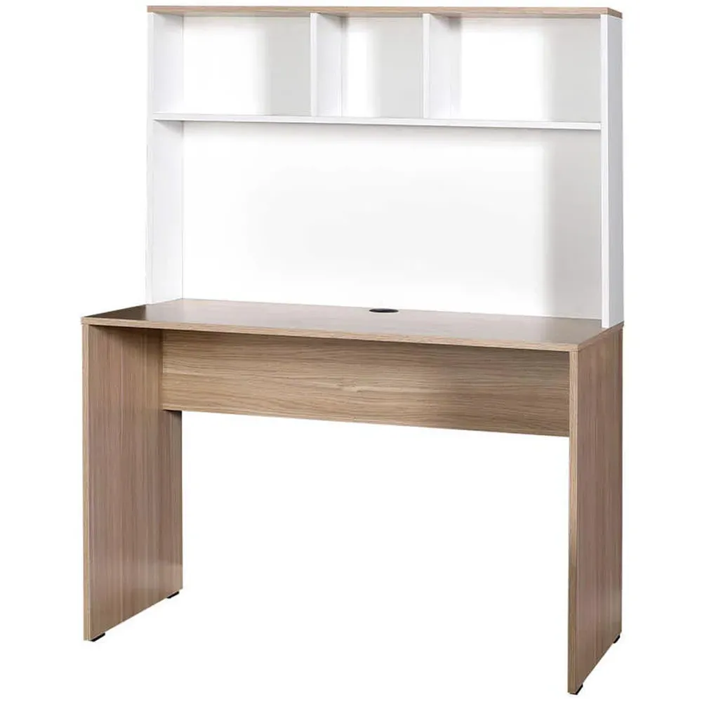 2 Shelf Study Desk with Storage - Oak, White