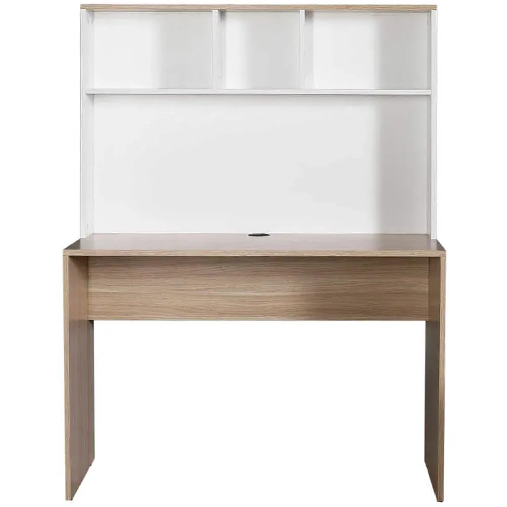 2 Shelf Study Desk with Storage - Oak, White