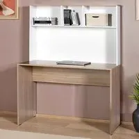 2 Shelf Study Desk with Storage - Oak, White