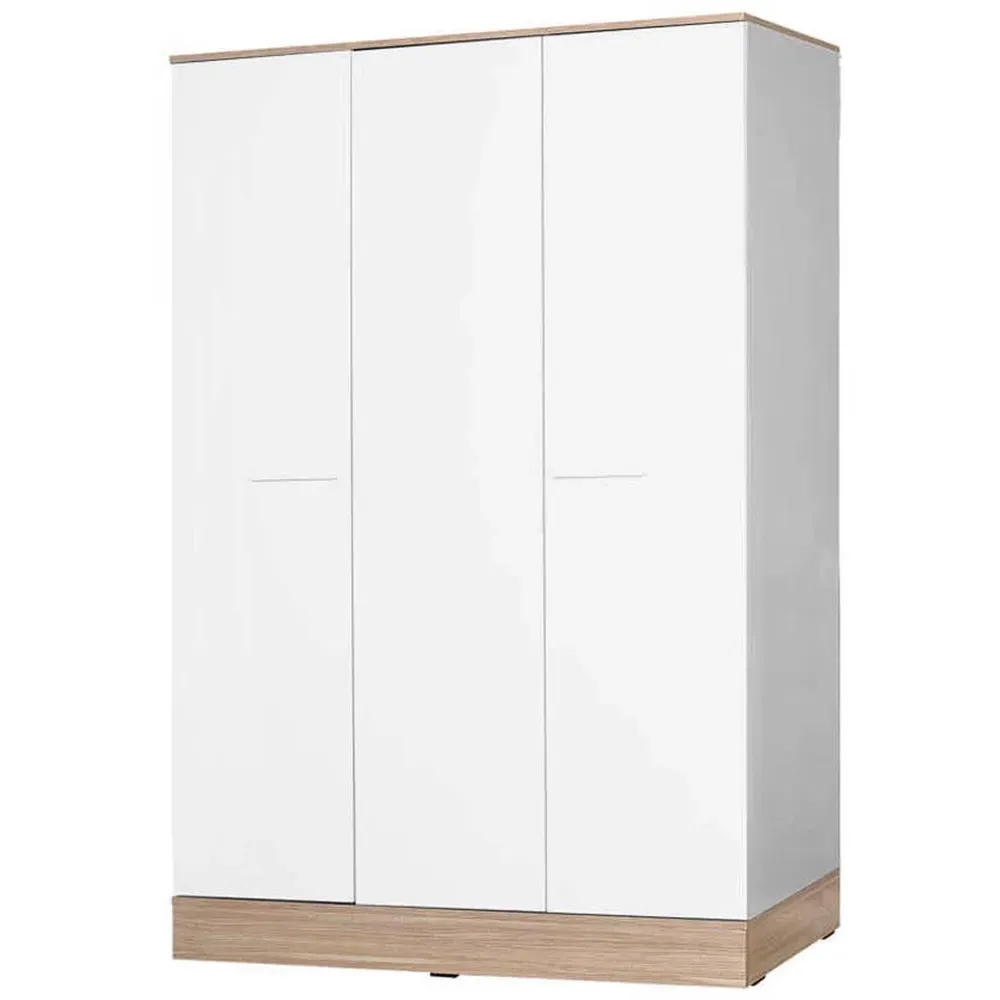 3 Door Single Drawer Triple Wardrobe - White