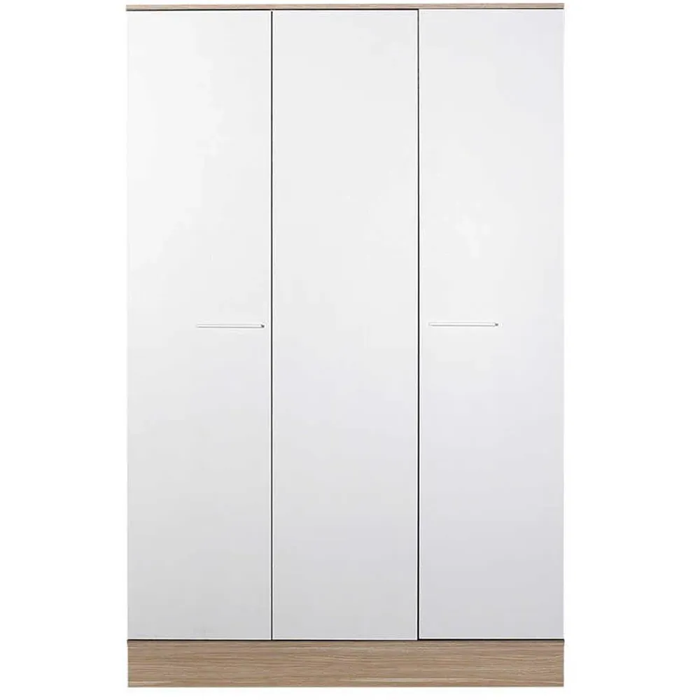 3 Door Single Drawer Triple Wardrobe - White