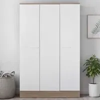 3 Door Single Drawer Triple Wardrobe - White
