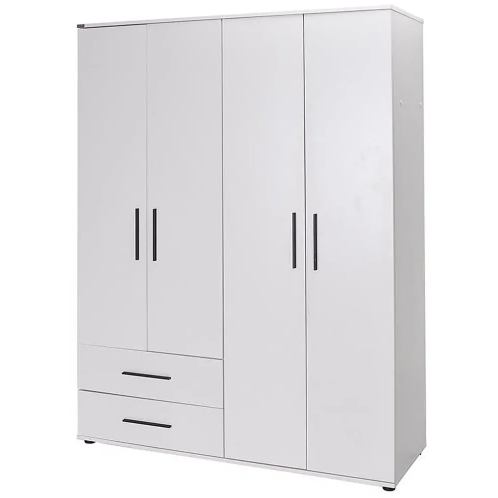 4 Door 2 Drawer Quad Wardrobe - White