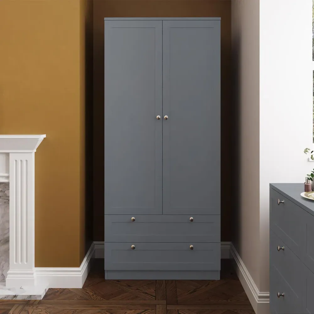 Artus 2 Door 2 Drawer Combination Wardrobe - Dark Grey