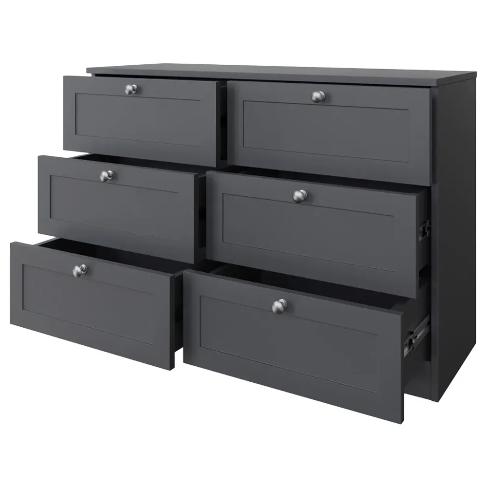 Artus 6 Drawer Chest of Drawers - Dark Grey