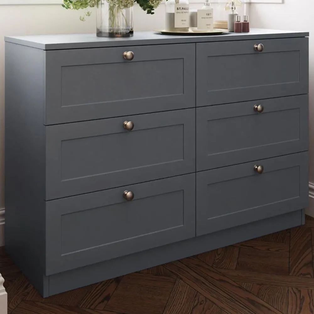 Artus 6 Drawer Chest of Drawers - Dark Grey