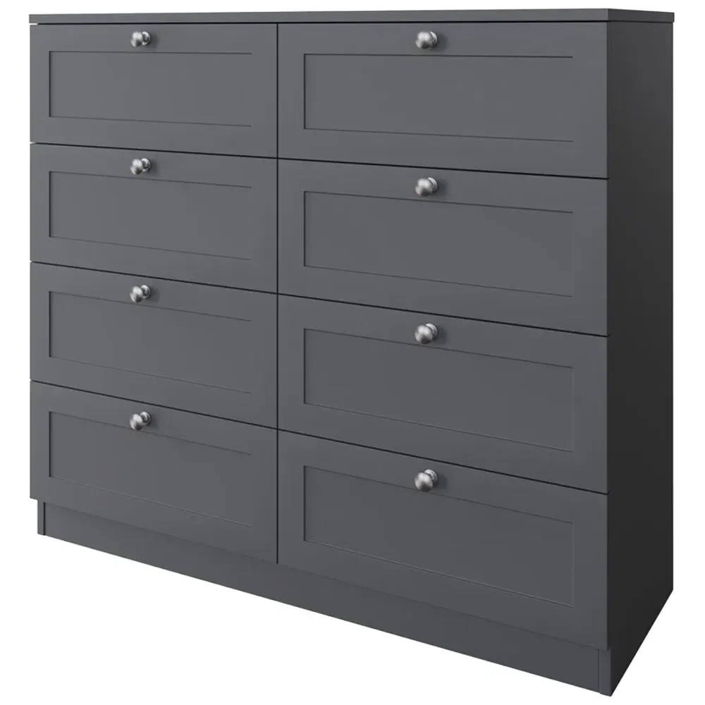Artus 8 Drawer Chest of Drawers - Dark Grey
