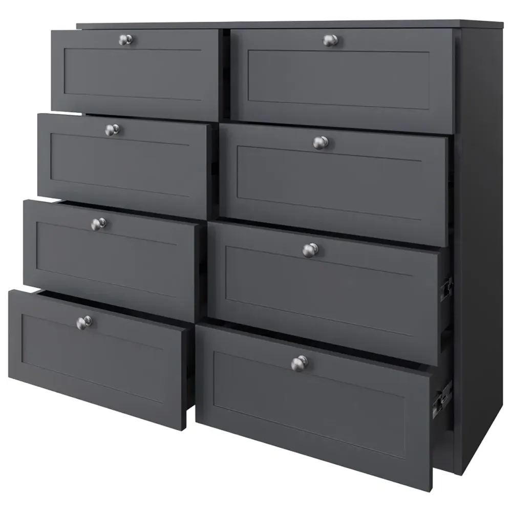 Artus 8 Drawer Chest of Drawers - Dark Grey