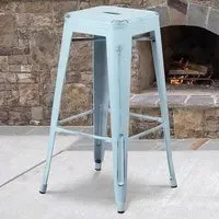Bar Stool Set of 4 - Blue, Steel