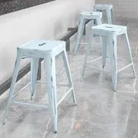 Bar Stool Set of 4 - Blue, Steel