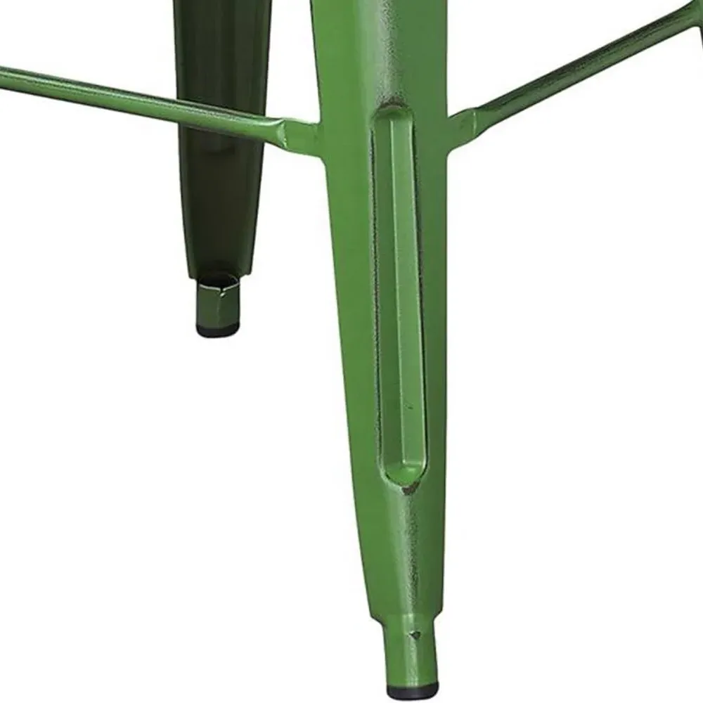 Bar Stool Set of 4 - Green, Steel