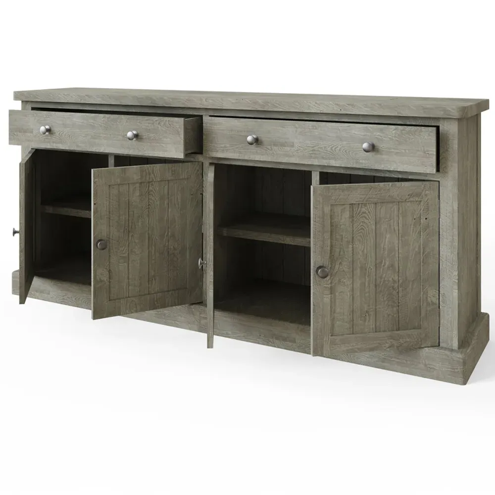 Bowood 4 Door Sideboard with Storage - Cream, Reclaimed Pine