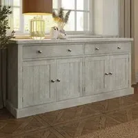 Bowood 4 Door Sideboard with Storage - Cream, Reclaimed Pine