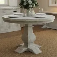 Bowood Round Dining Table - Cream, Reclaimed Pine
