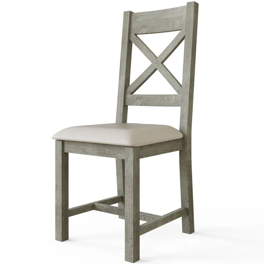Bowood Set of 2 Reclaimed Pine Dining Chairs - Cream
